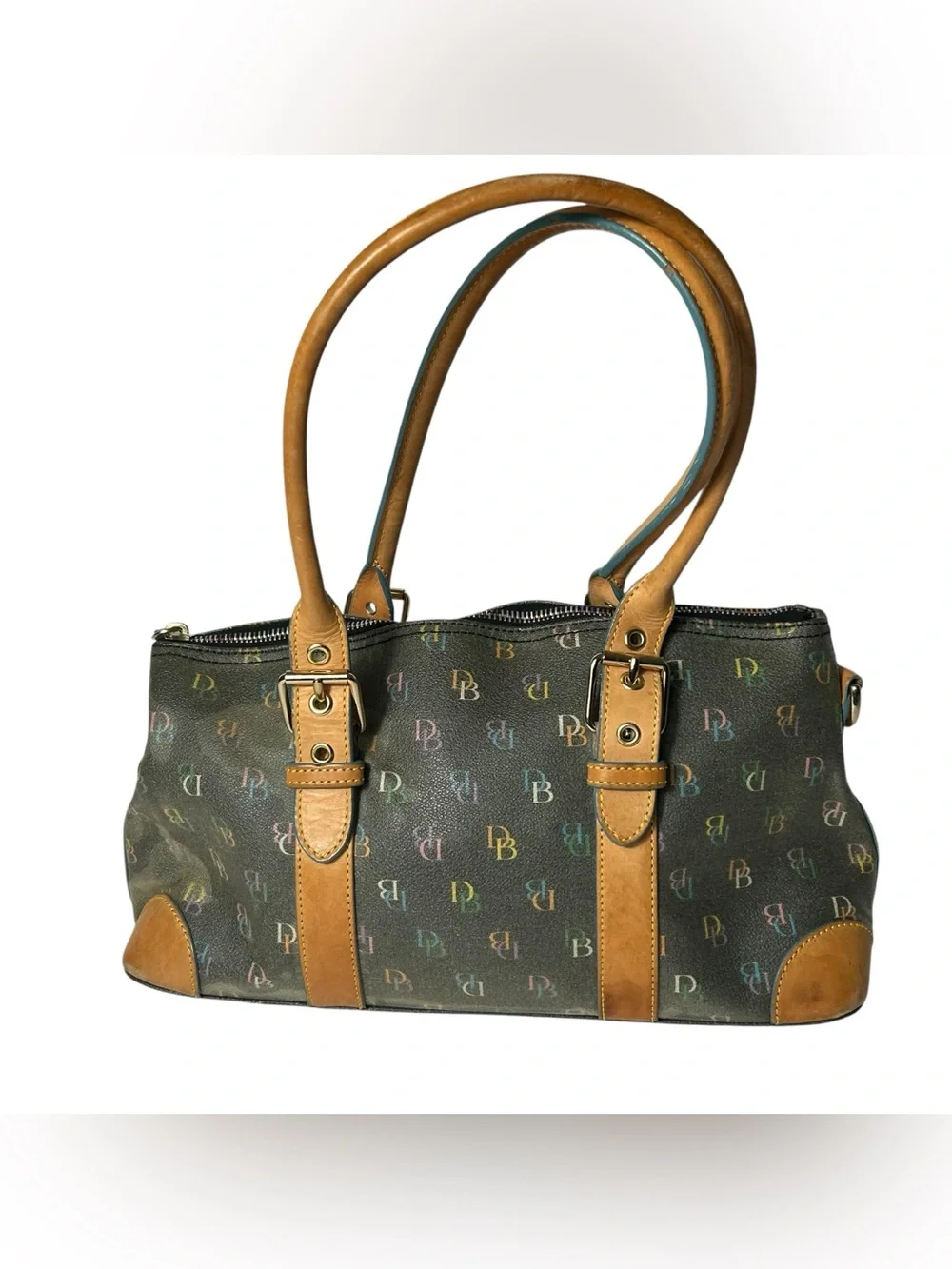 Vintage Dooney & Bourke Signature Handbag 1997 Satchel Charm Double Handle READ